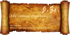 Jánossy Zsaklin névjegykártya